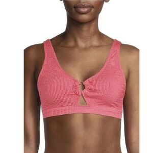 NEW Time And Tru Women's Sports Bra Crinkle Rose Pink Bikini Swim Top